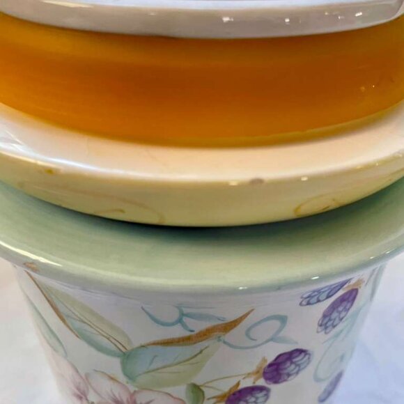 Vintage Capriware Ceramic Canister Set – White Floral & Berry Design – Set of 2 - Picture 9 of 16